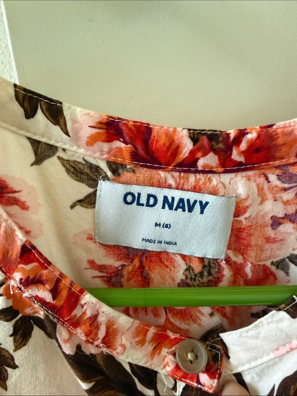 Old Navy Pink and Coral Floral Button-Front Dress